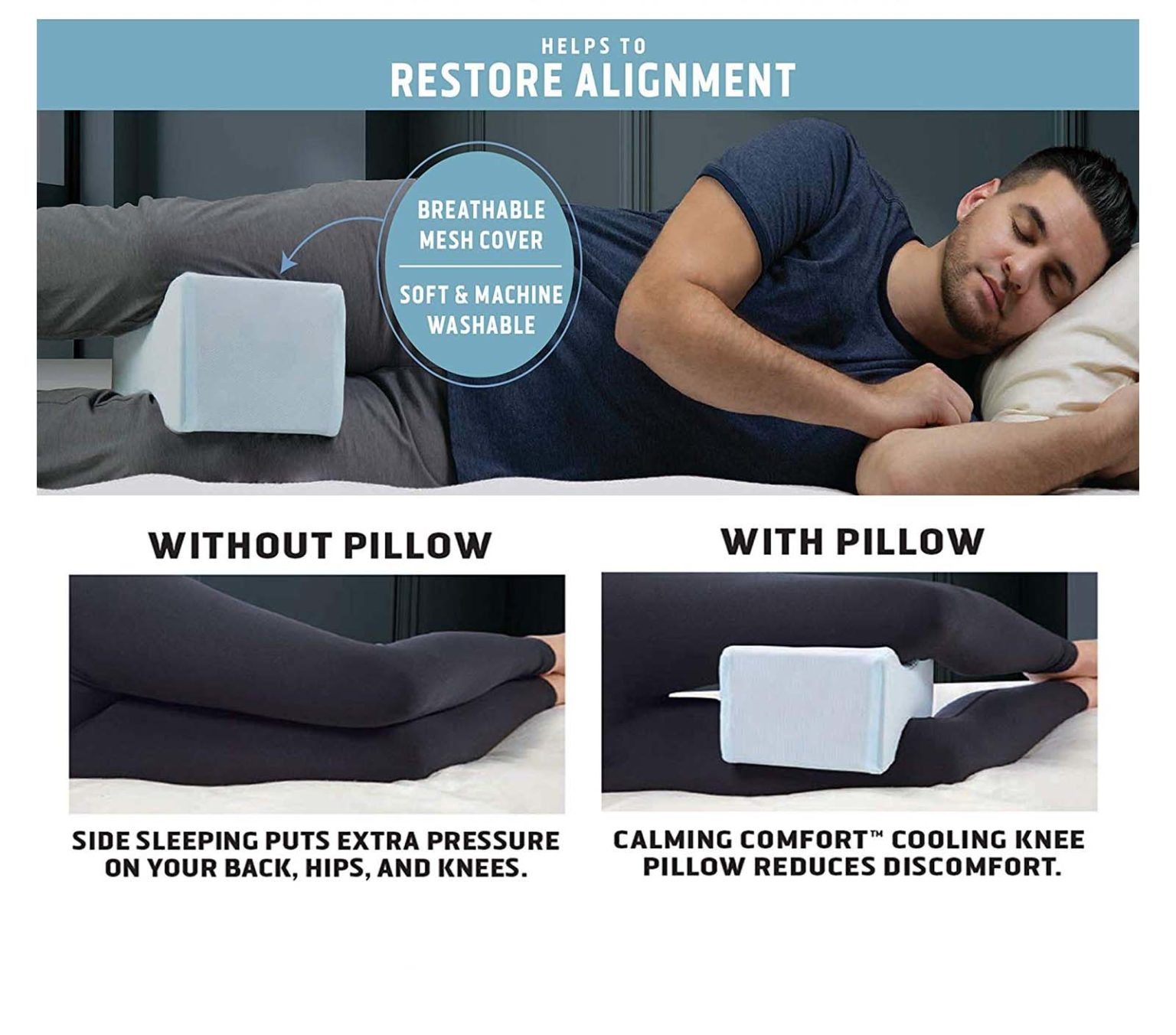 cooling spine align leg pillow