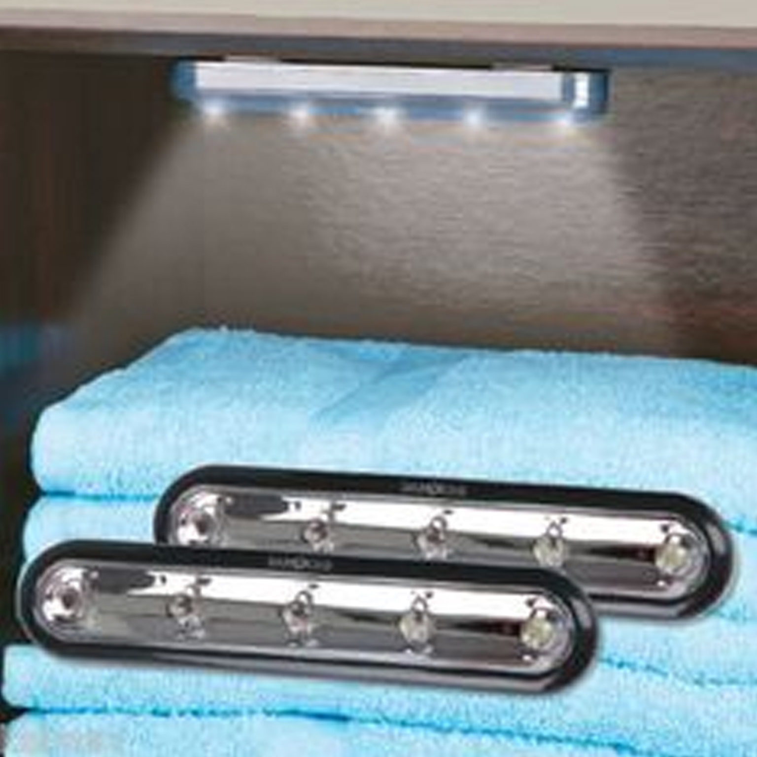 светодиодные и светильники на липучке в шкаф